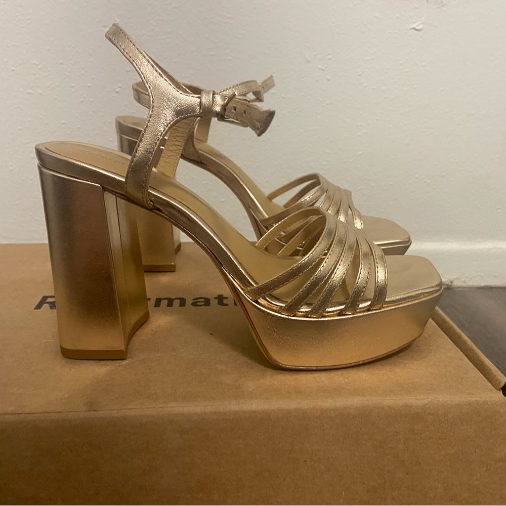 Reformation Gold Disco Platform Heels - Picture 3 of 6